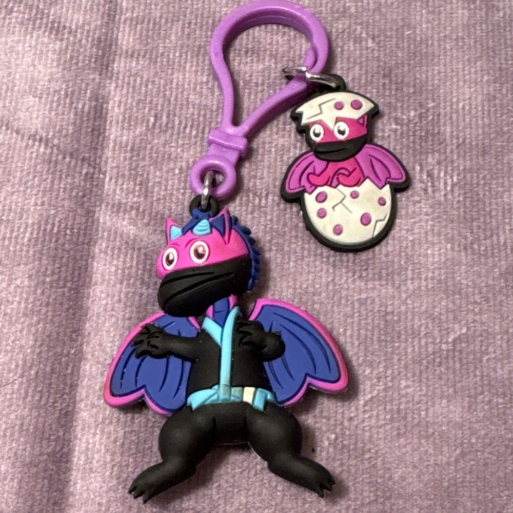 Cute Ninja Dragon Keychain Backpack Charm Purple Blue Kids‎ School Accessory
